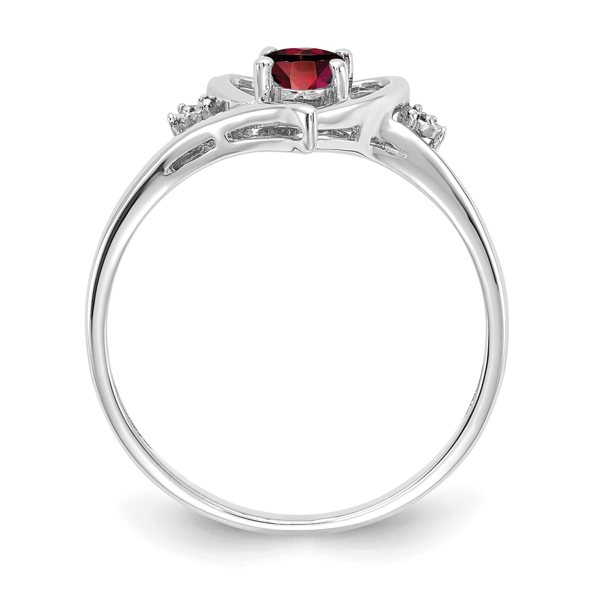 14k White Gold 6x4 Oval January/Garnet and Diamond Heart Ring