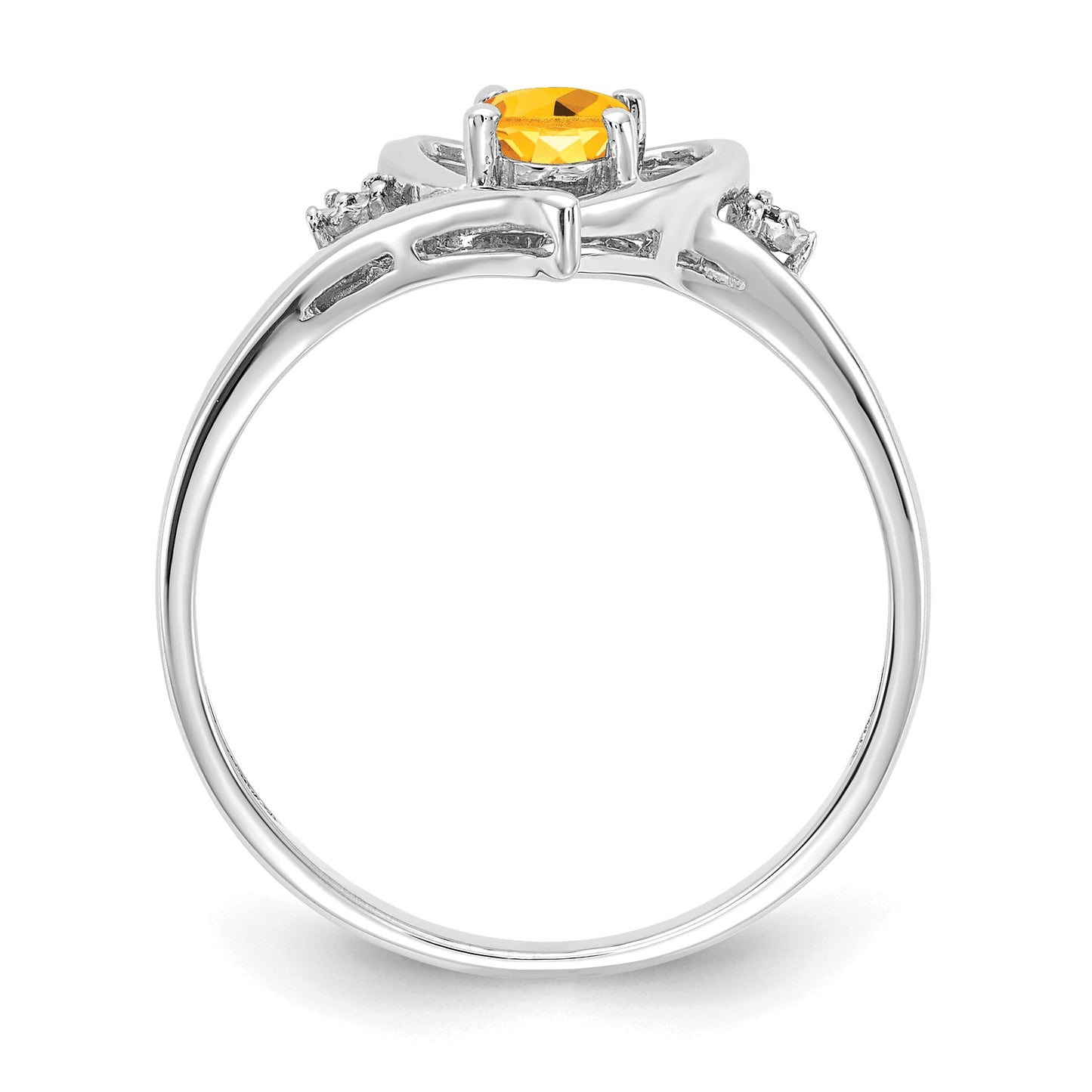 14k White Gold 6x4 Oval November/Citrine and Diamond Heart Ring