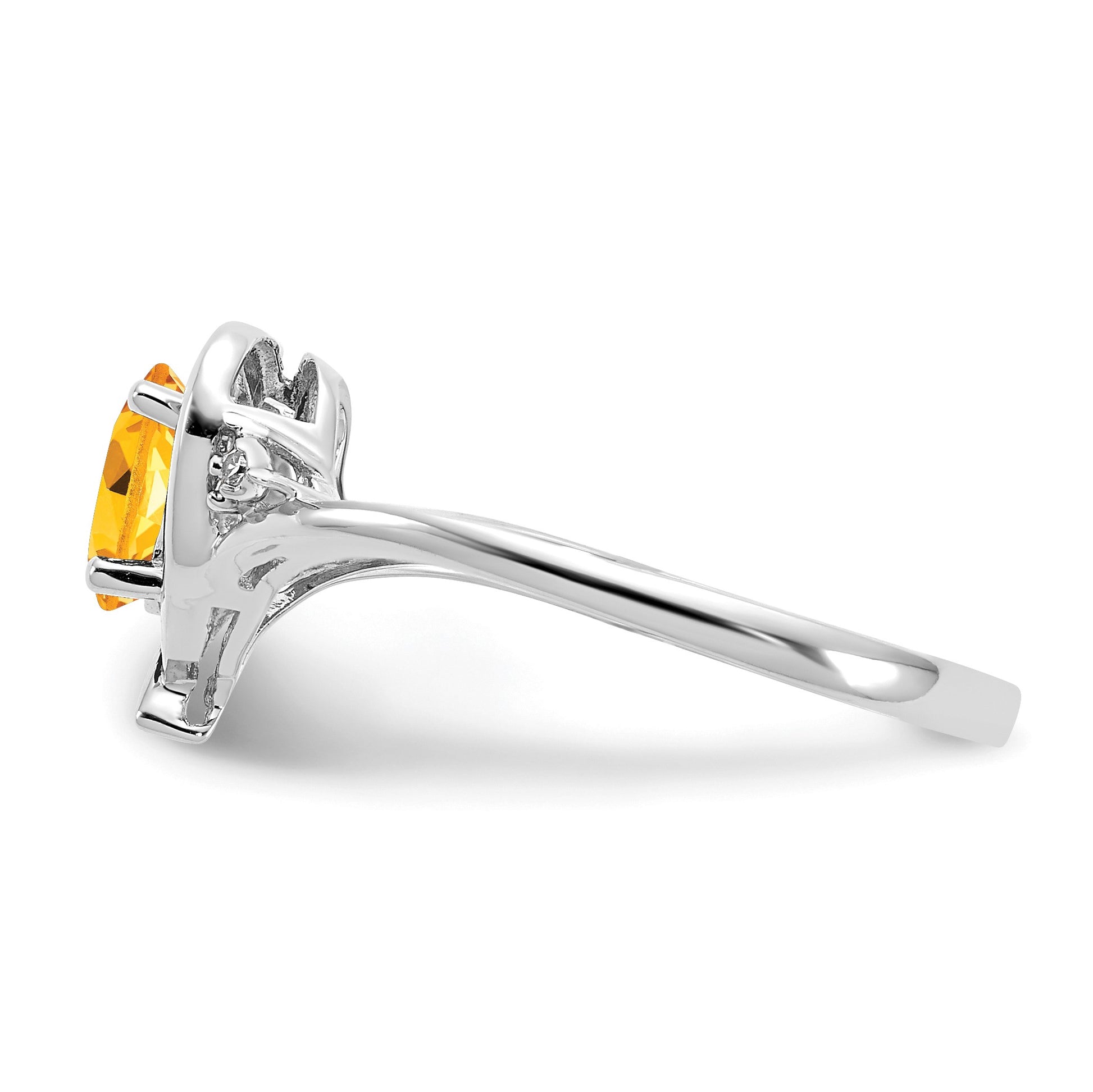 14k White Gold 6x4 Oval November/Citrine and Diamond Heart Ring