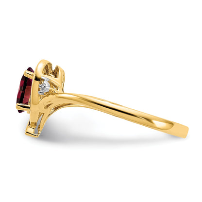 14k 6x4 Oval January/Garnet and Diamond Heart Ring