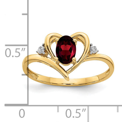 14k 6x4 Oval January/Garnet and Diamond Heart Ring