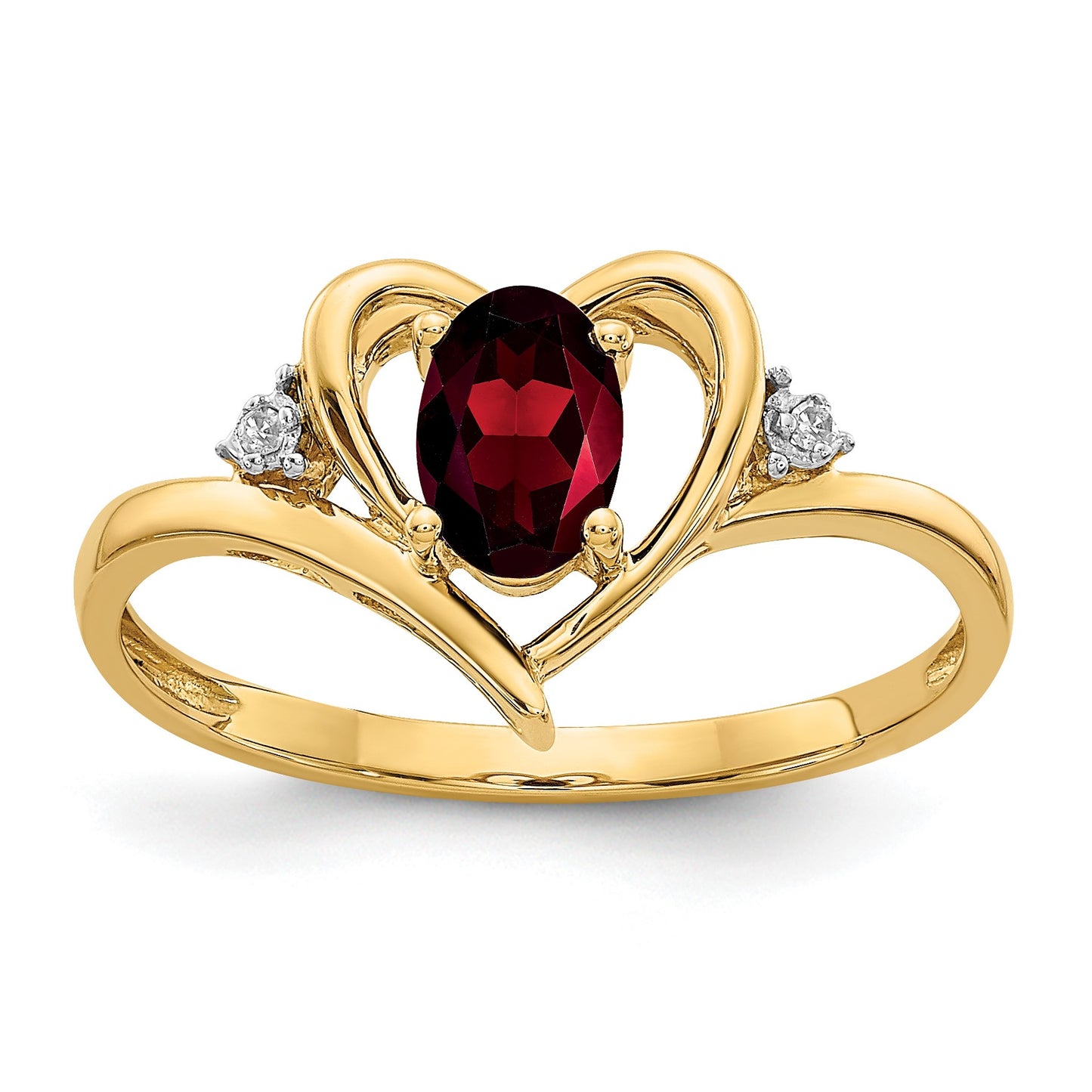 14k 6x4 Oval January/Garnet and Diamond Heart Ring