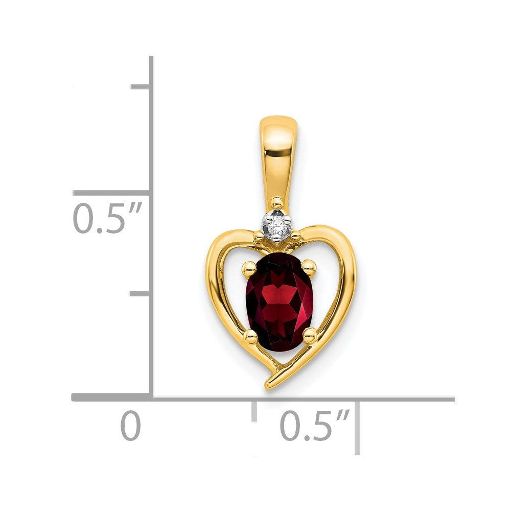 14k Garnet and Diamond Heart Pendant