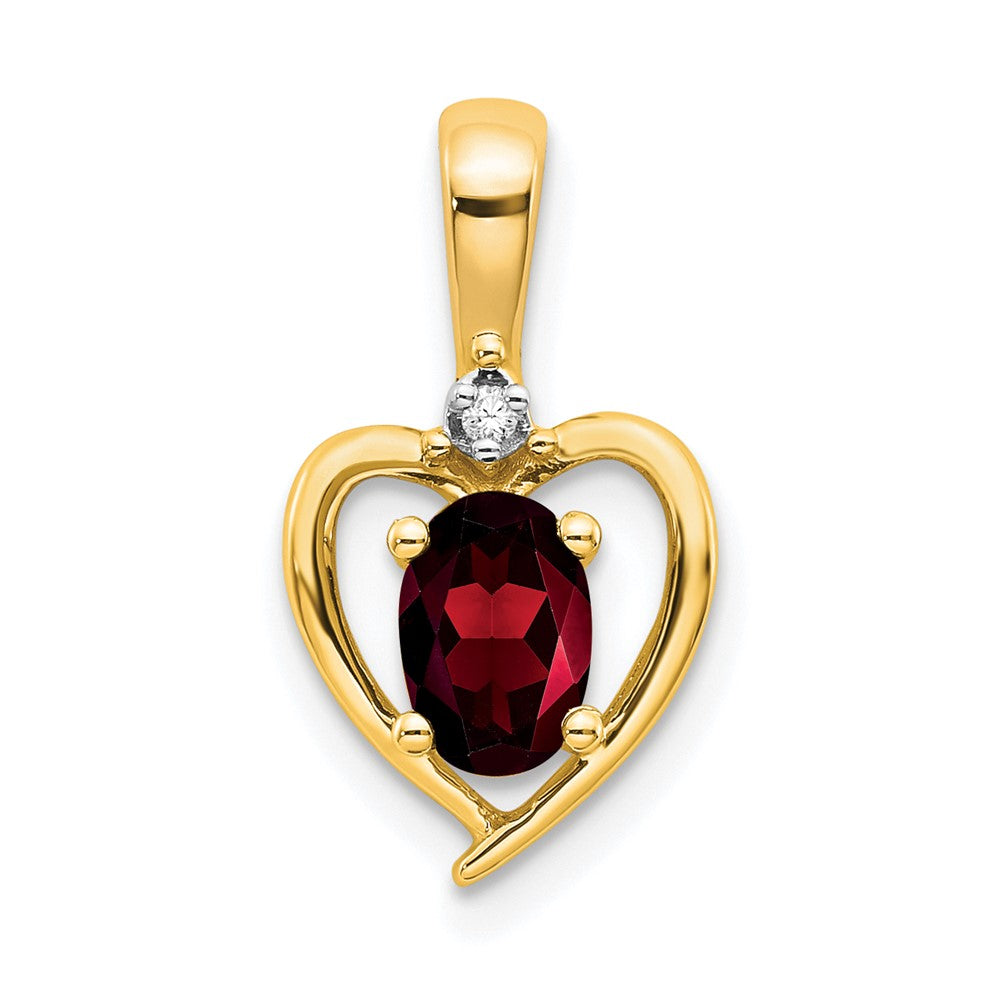 14k Garnet and Diamond Heart Pendant