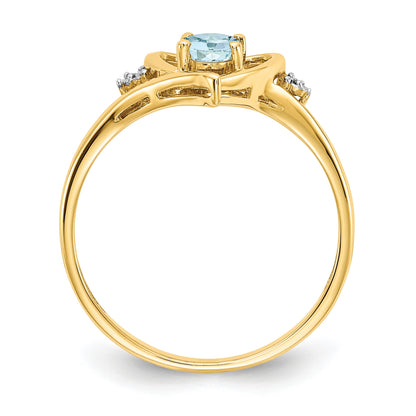 14k 6x4 Oval March/Aquamarine and Diamond Heart Ring