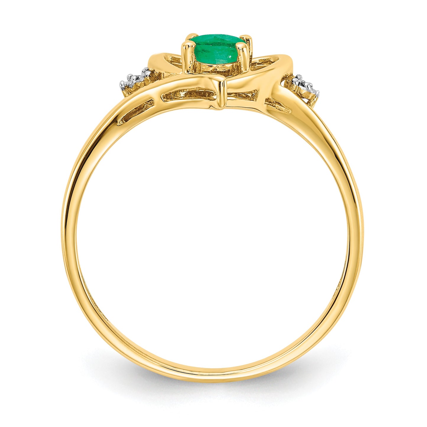 14k 6x4 Oval May/Emerald and Diamond Heart Ring