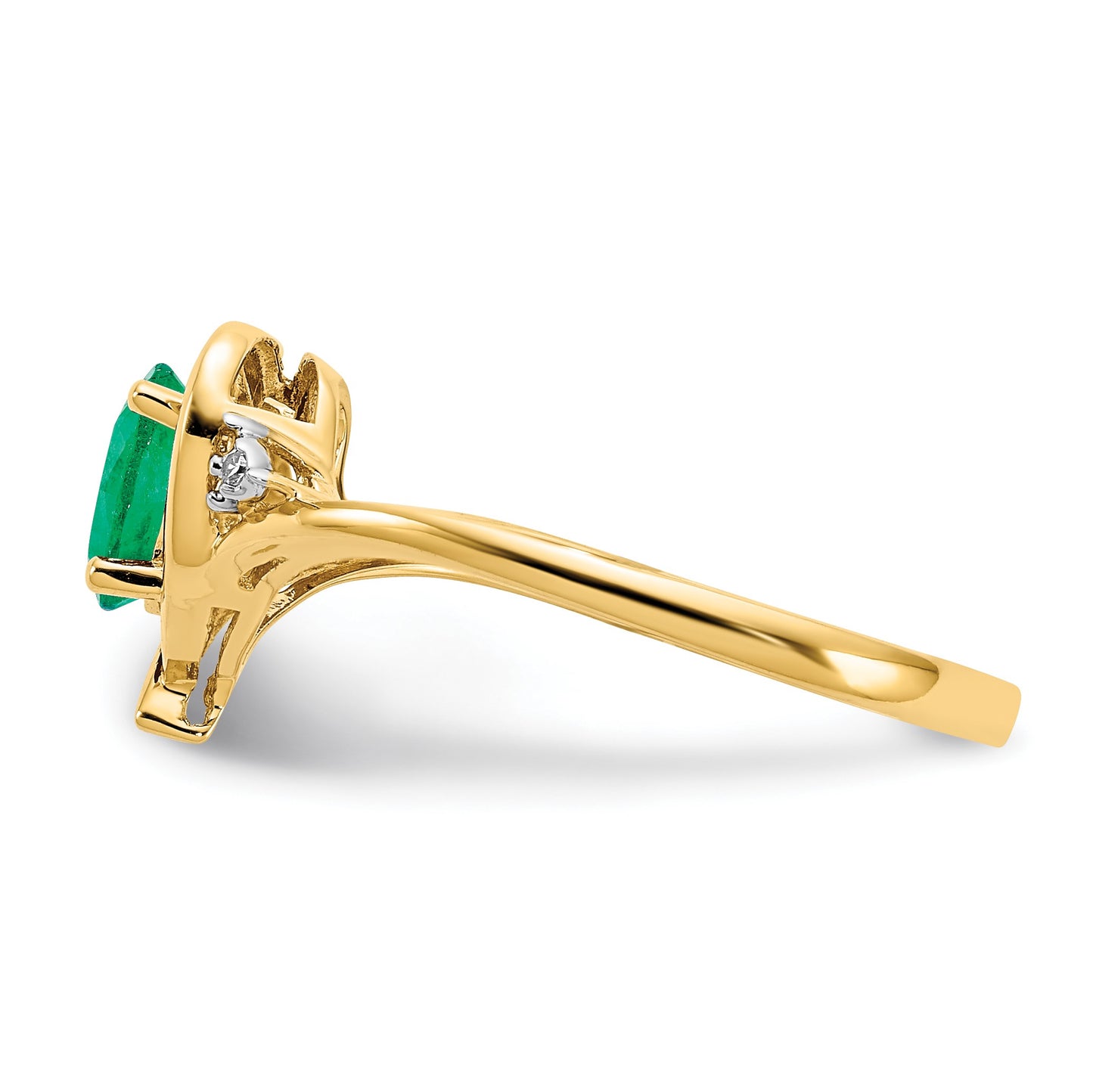 14k 6x4 Oval May/Emerald and Diamond Heart Ring