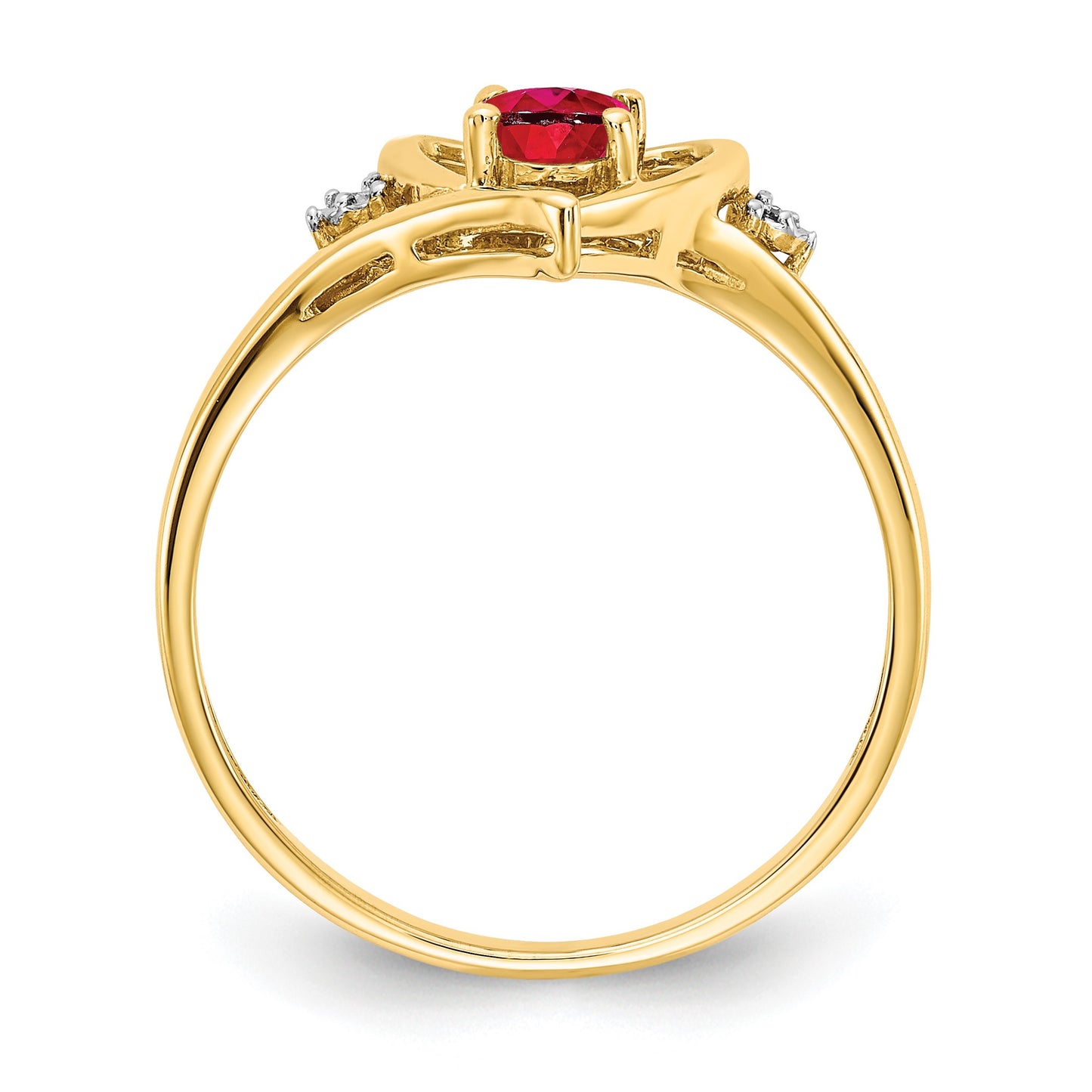 14k 6x4 Oval July/Ruby and Diamond Heart Ring