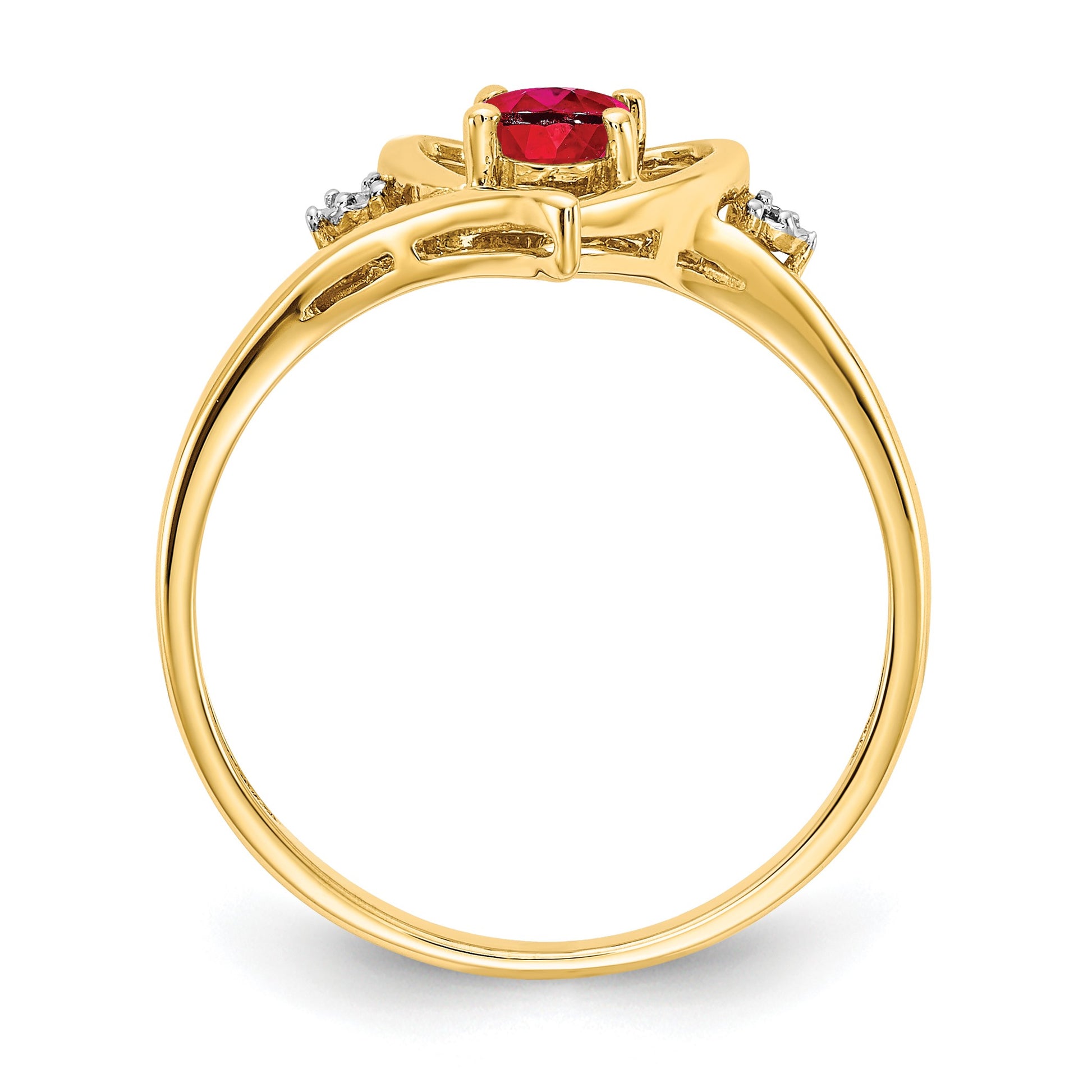 14k 6x4 Oval July/Ruby and Diamond Heart Ring