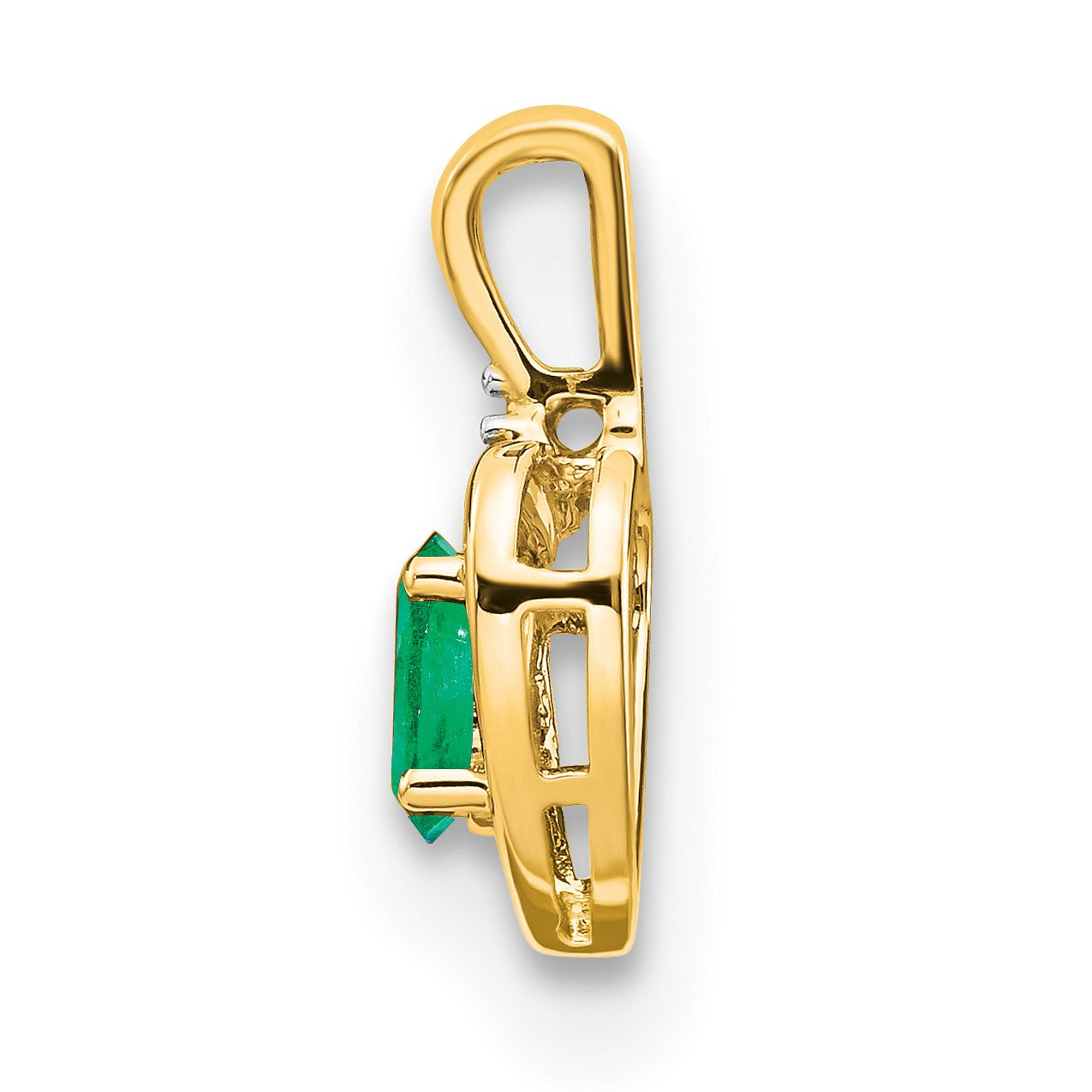 14k 6x4 Oval May/Emerald and Diamond Heart Pendant