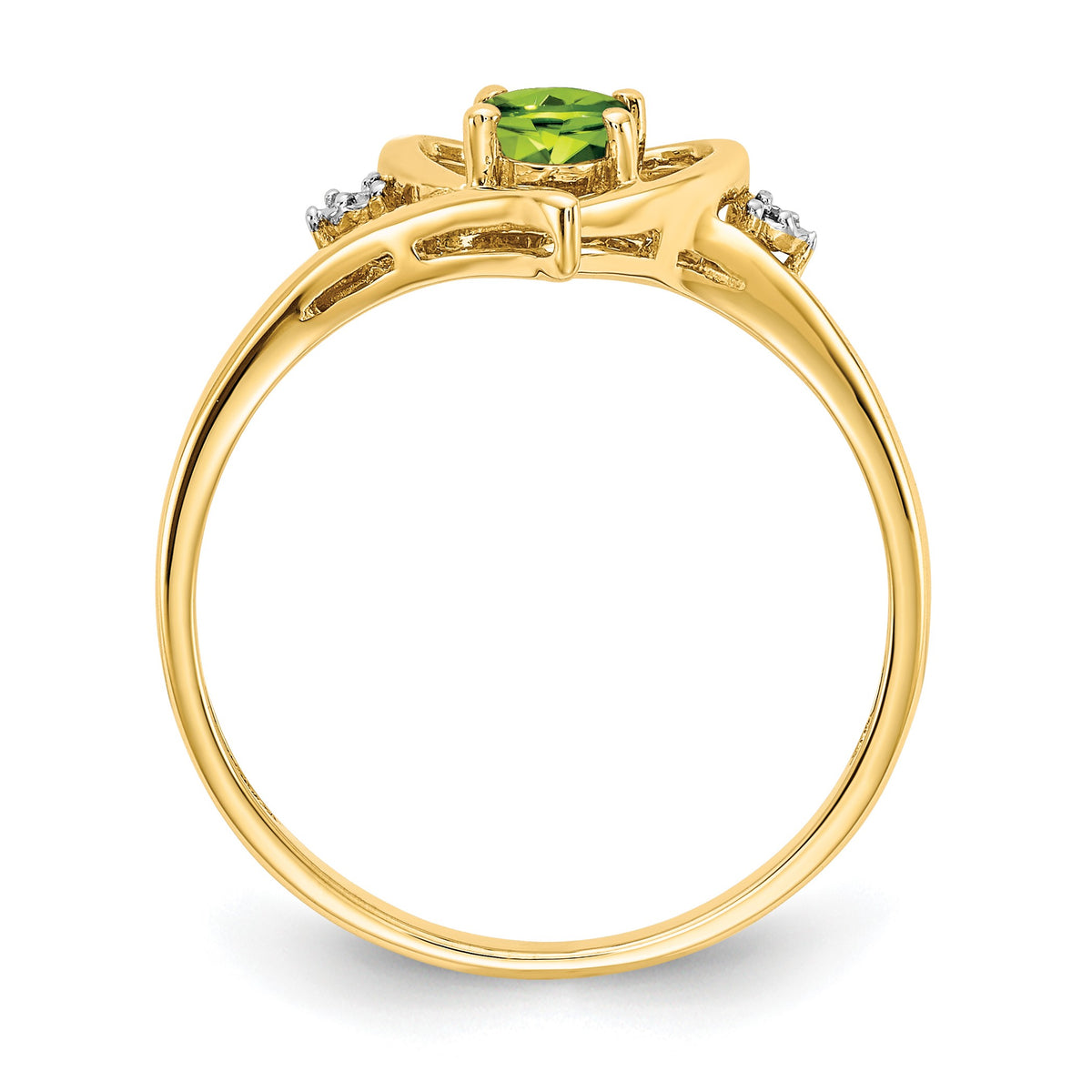 14k 6x4 Oval August/Peridot and Diamond Heart Ring