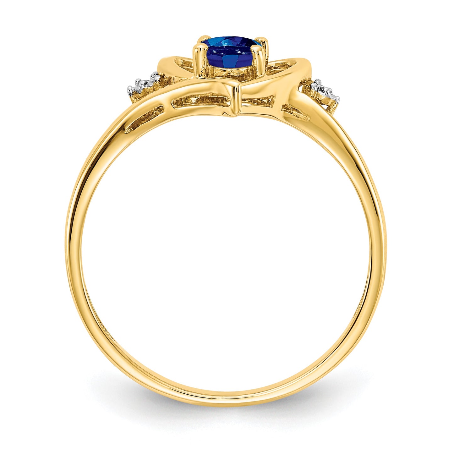 14k 6x4 Oval September/Sapphire and Diamond Heart Ring