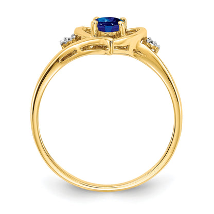 14k 6x4 Oval September/Sapphire and Diamond Heart Ring