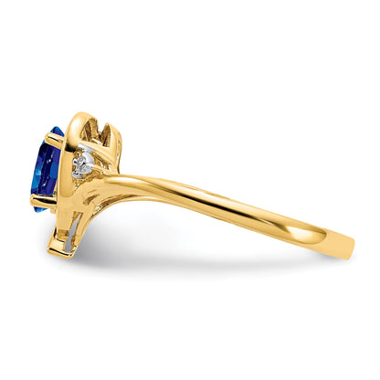 14k 6x4 Oval September/Sapphire and Diamond Heart Ring