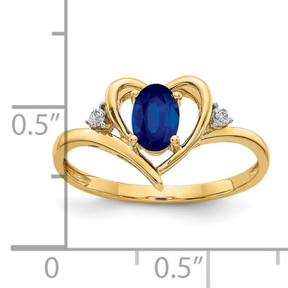 14k 6x4 Oval September/Sapphire and Diamond Heart Ring