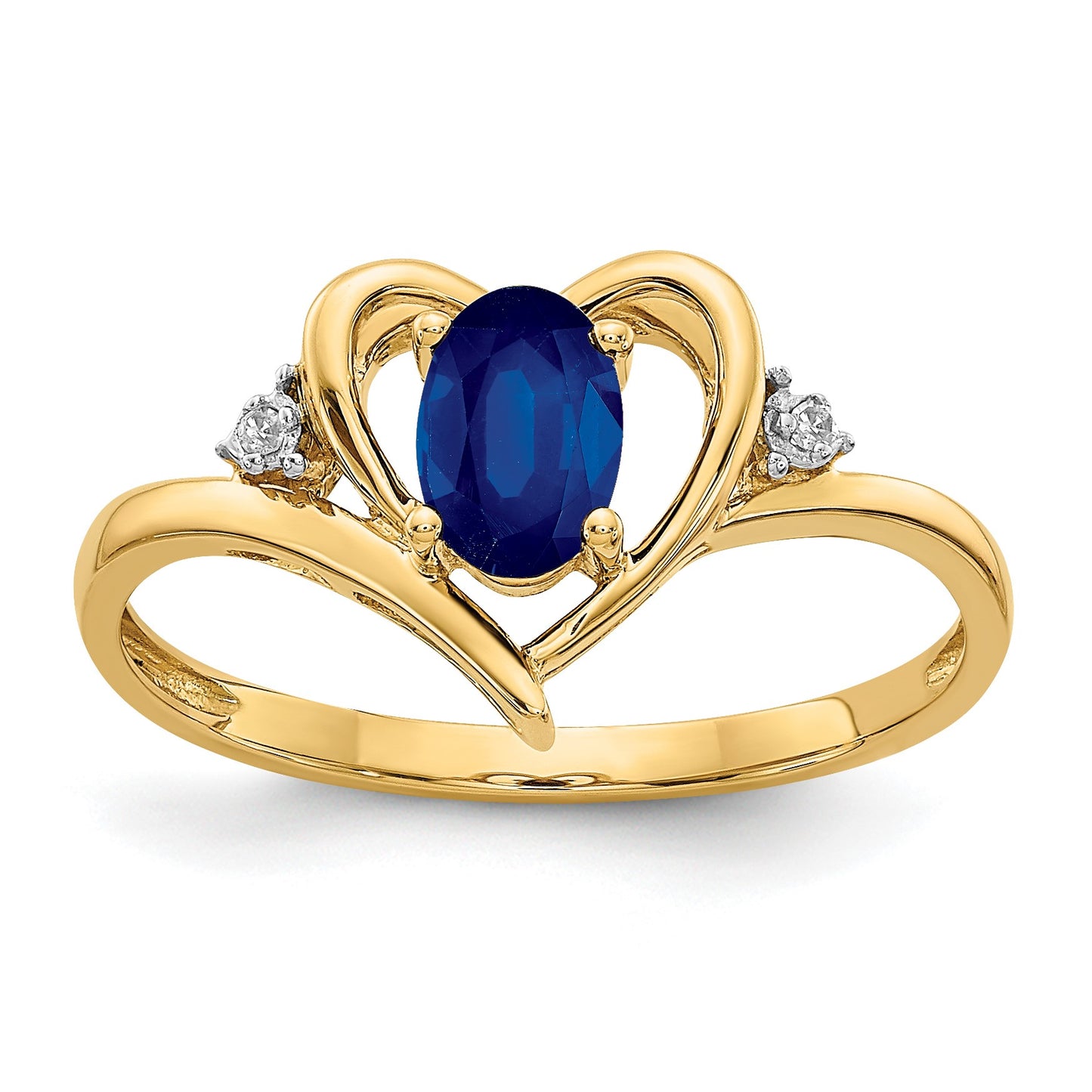 14k 6x4 Oval September/Sapphire and Diamond Heart Ring