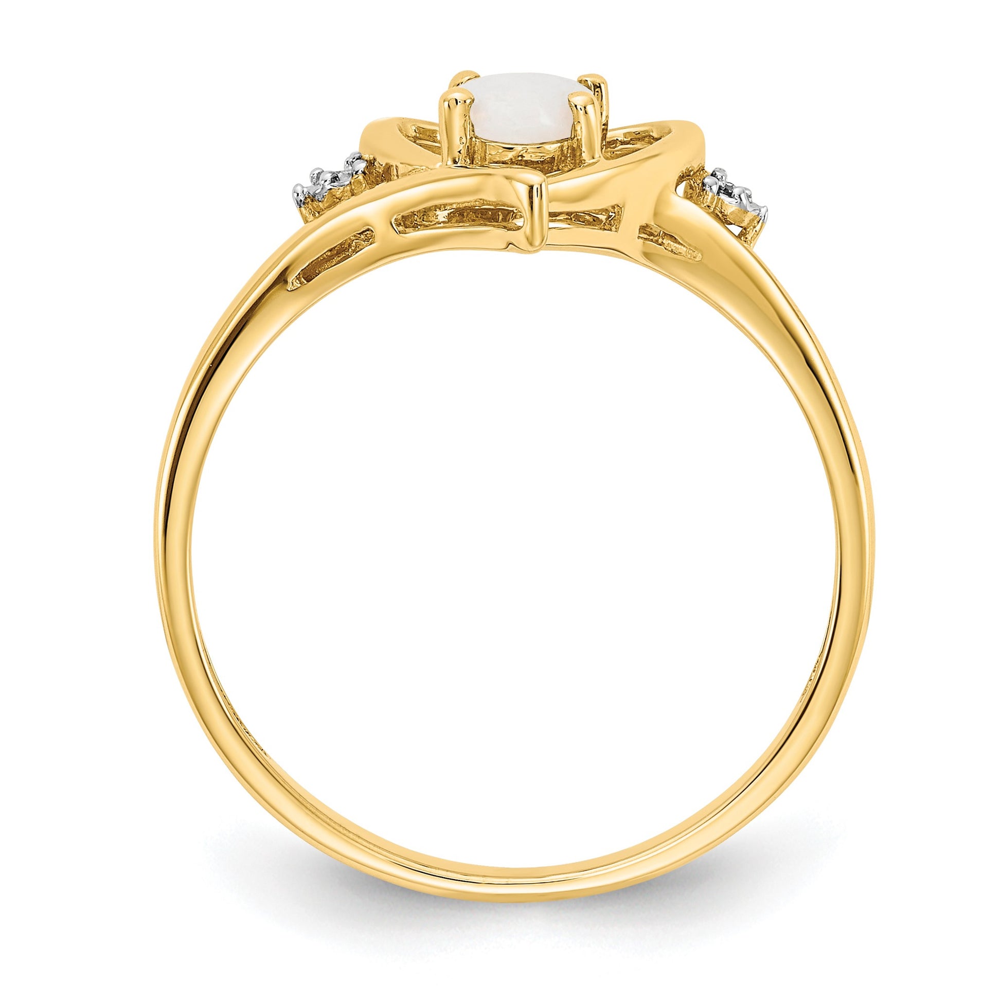 14k 6x4 Oval October/Opal and Diamond Heart Ring