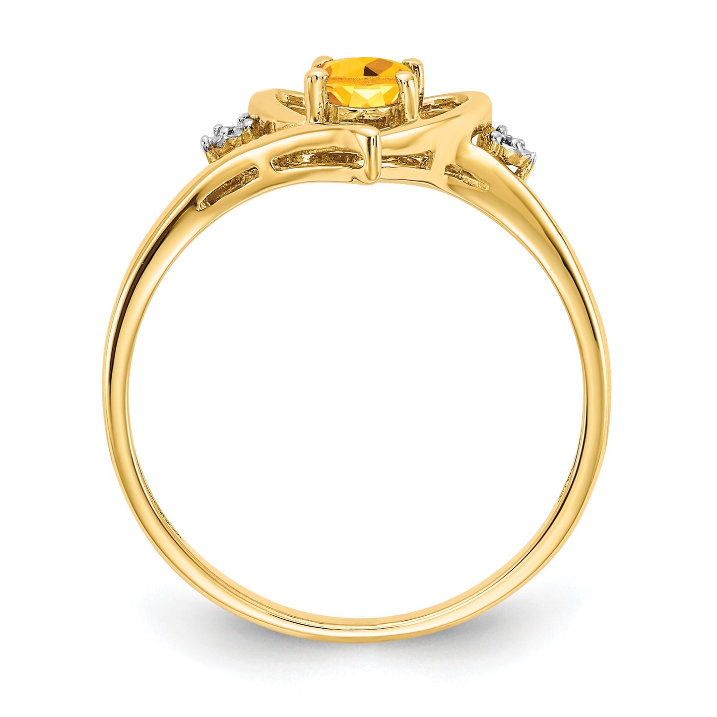 14k 6x4 Oval November/Citrine and Diamond Heart Ring