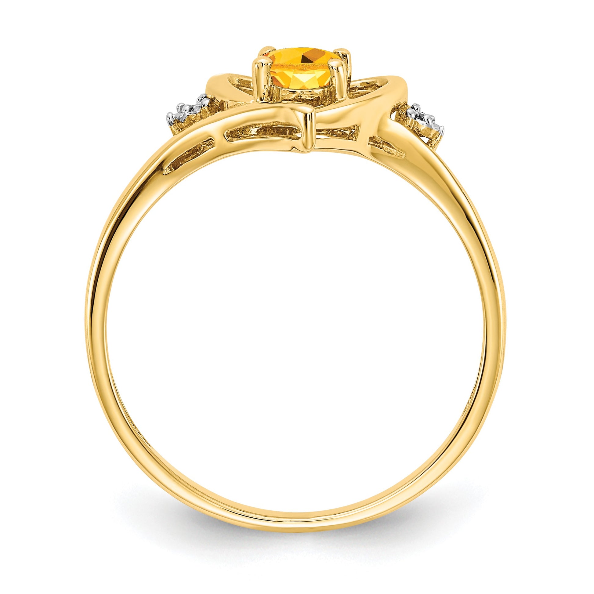 14k 6x4 Oval November/Citrine and Diamond Heart Ring