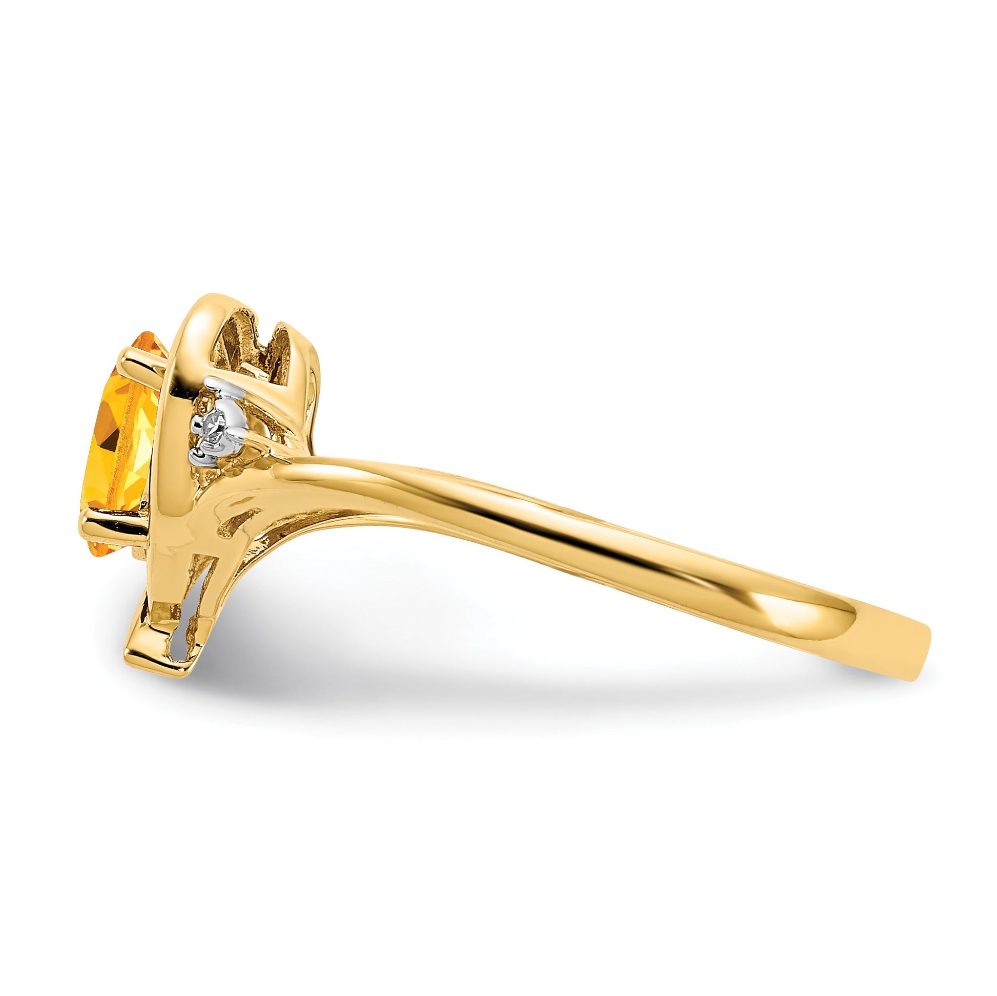 14k 6x4 Oval November/Citrine and Diamond Heart Ring