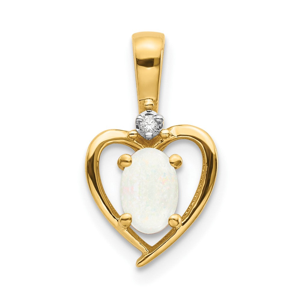 14k Opal and Diamond Heart Pendant