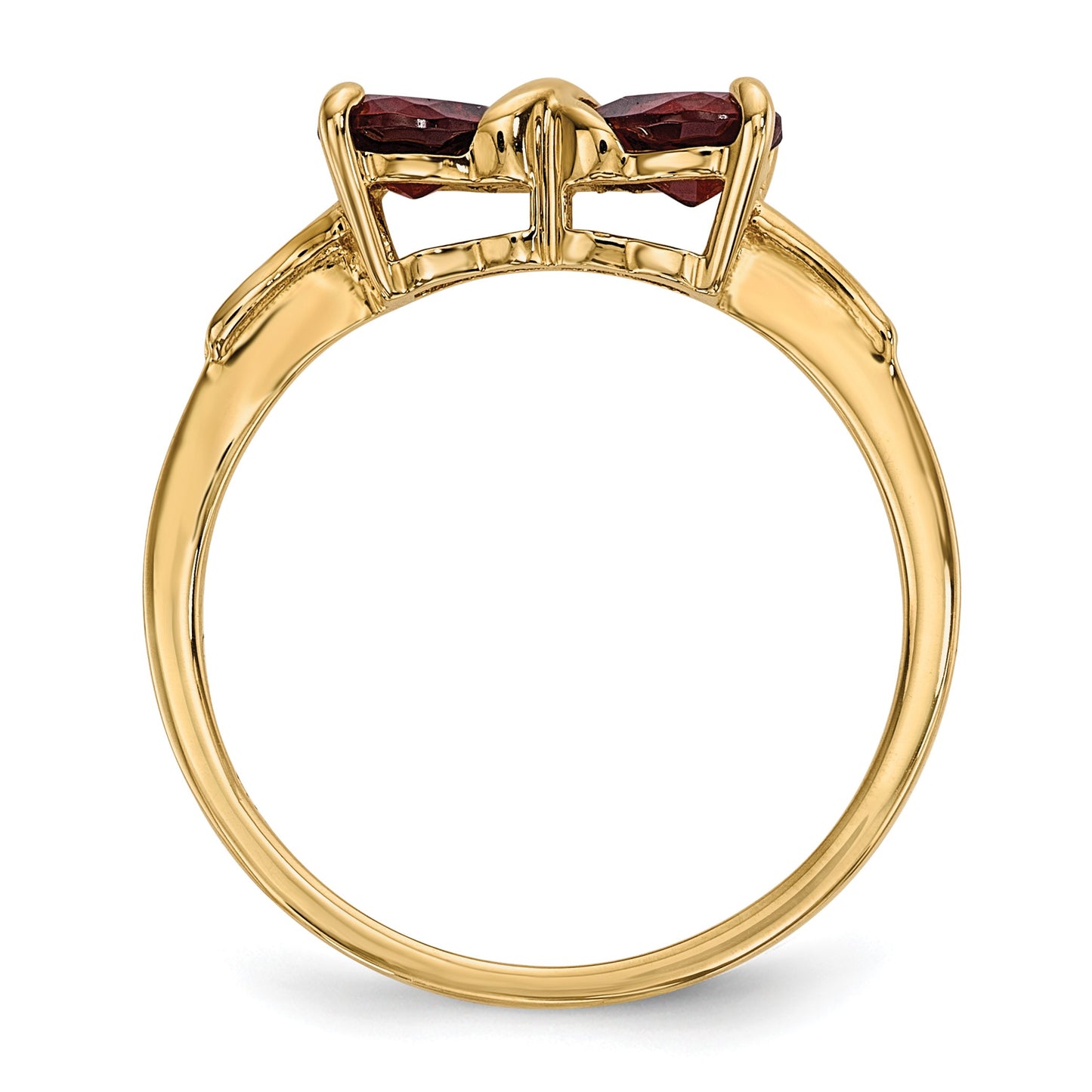 14k Polished January/Garnet Bow Size 7 Ring