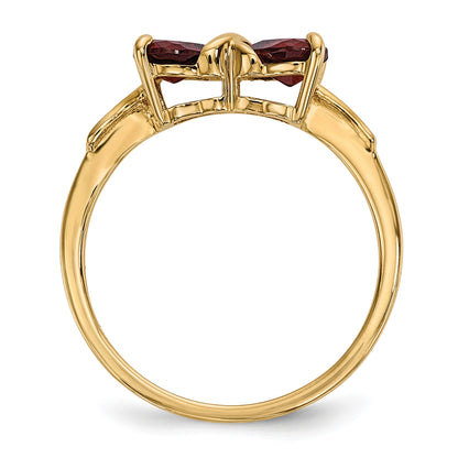 14k Polished January/Garnet Bow Size 7 Ring