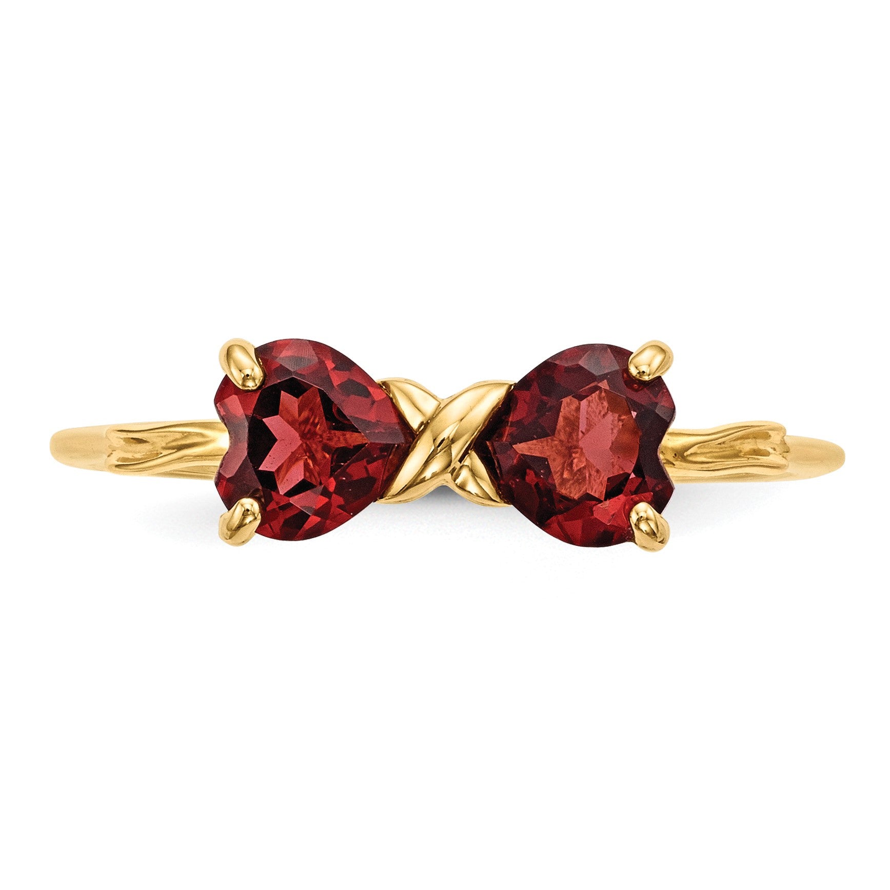 14k Polished January/Garnet Bow Size 7 Ring