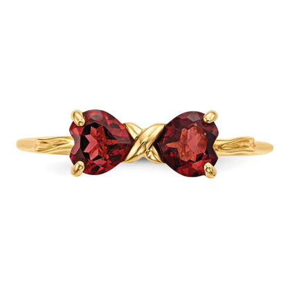 14k Polished January/Garnet Bow Size 7 Ring
