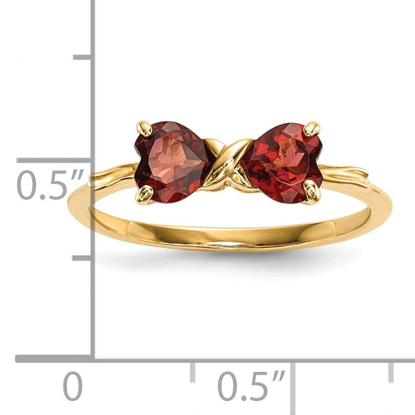 14k Polished January/Garnet Bow Size 7 Ring