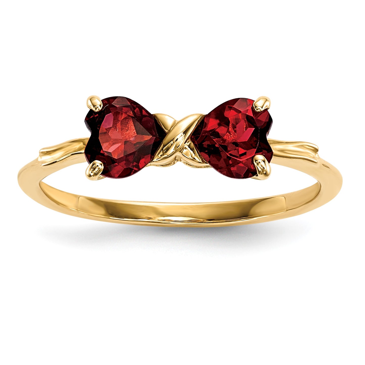 14k Polished January/Garnet Bow Size 7 Ring