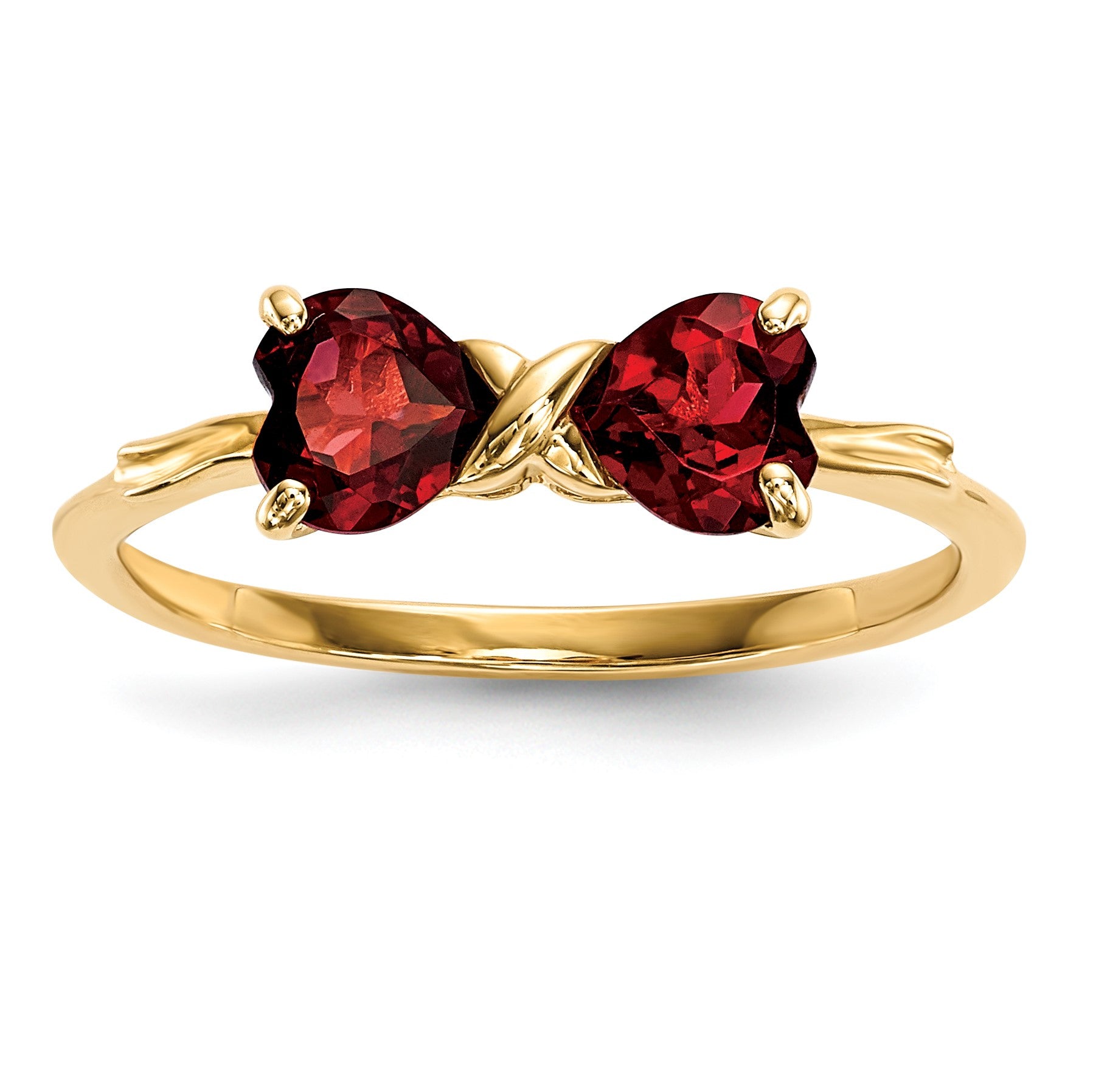 14k Polished January/Garnet Bow Size 7 Ring