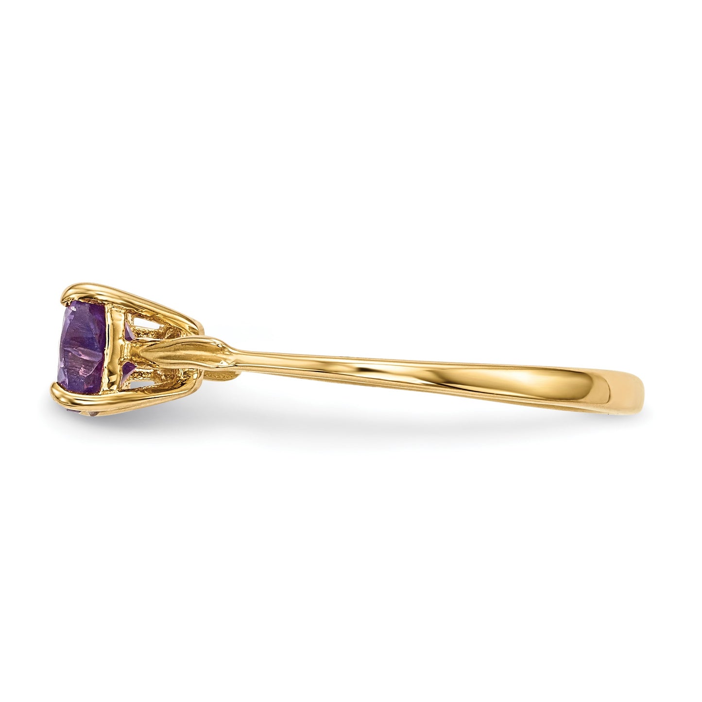 14k Polished February/Amethyst Bow Size 7 Ring