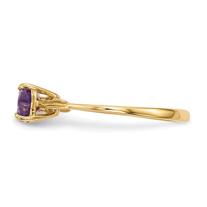 14k Polished February/Amethyst Bow Size 7 Ring