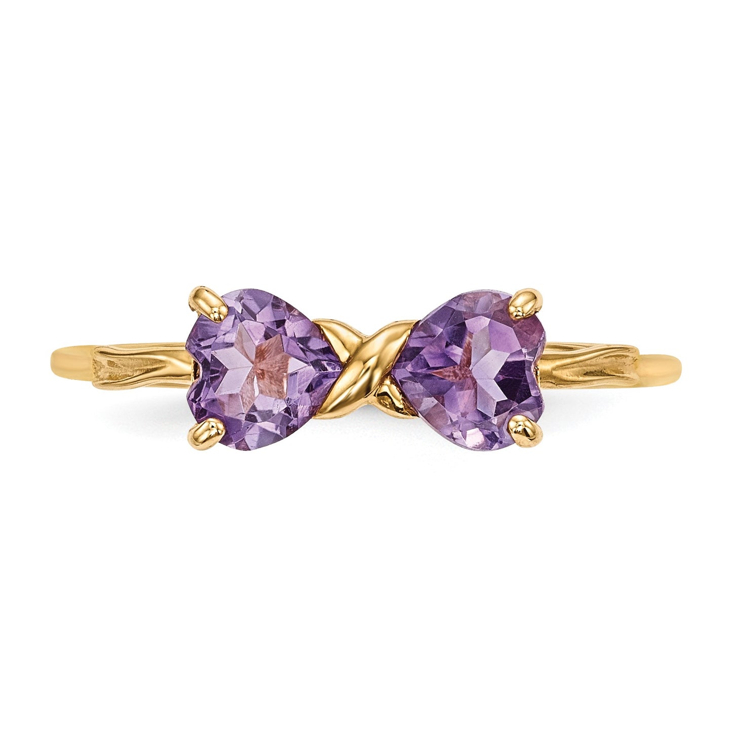 14k Polished February/Amethyst Bow Size 7 Ring
