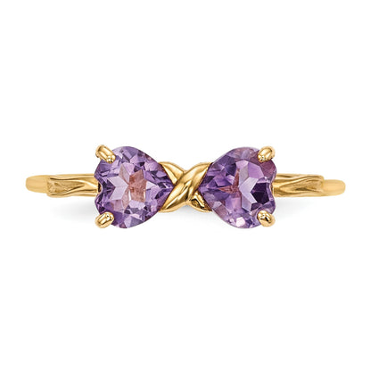 14k Polished February/Amethyst Bow Size 7 Ring