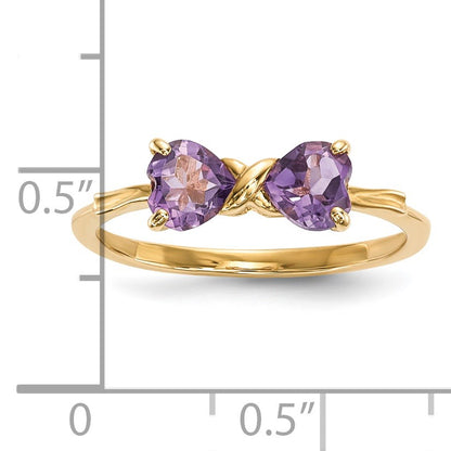 14k Polished February/Amethyst Bow Size 7 Ring