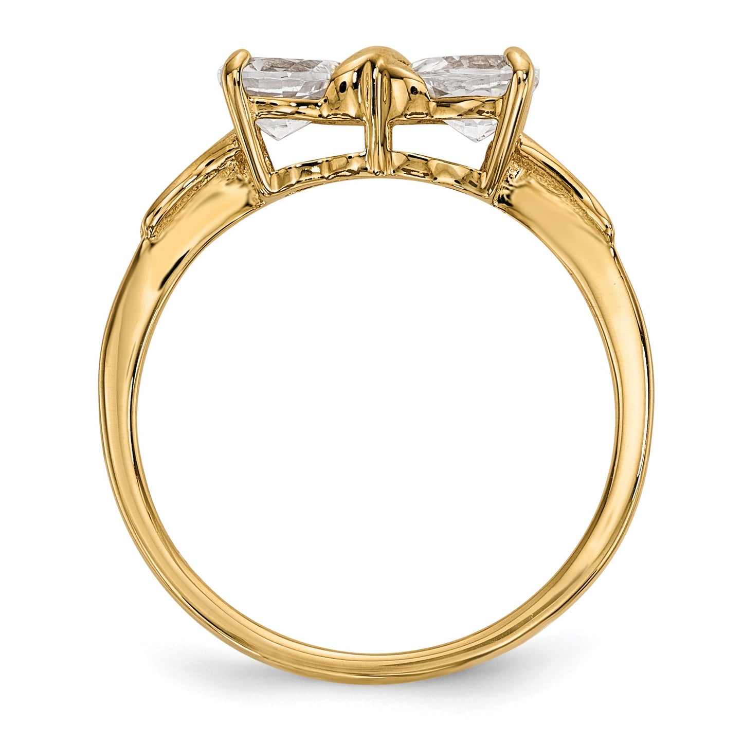 14k Polished April/White Topaz Bow Size 7 Ring