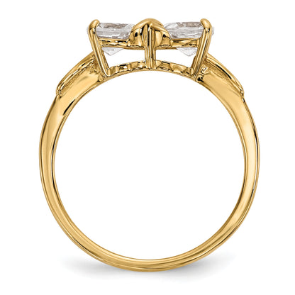 14k Polished April/White Topaz Bow Size 7 Ring