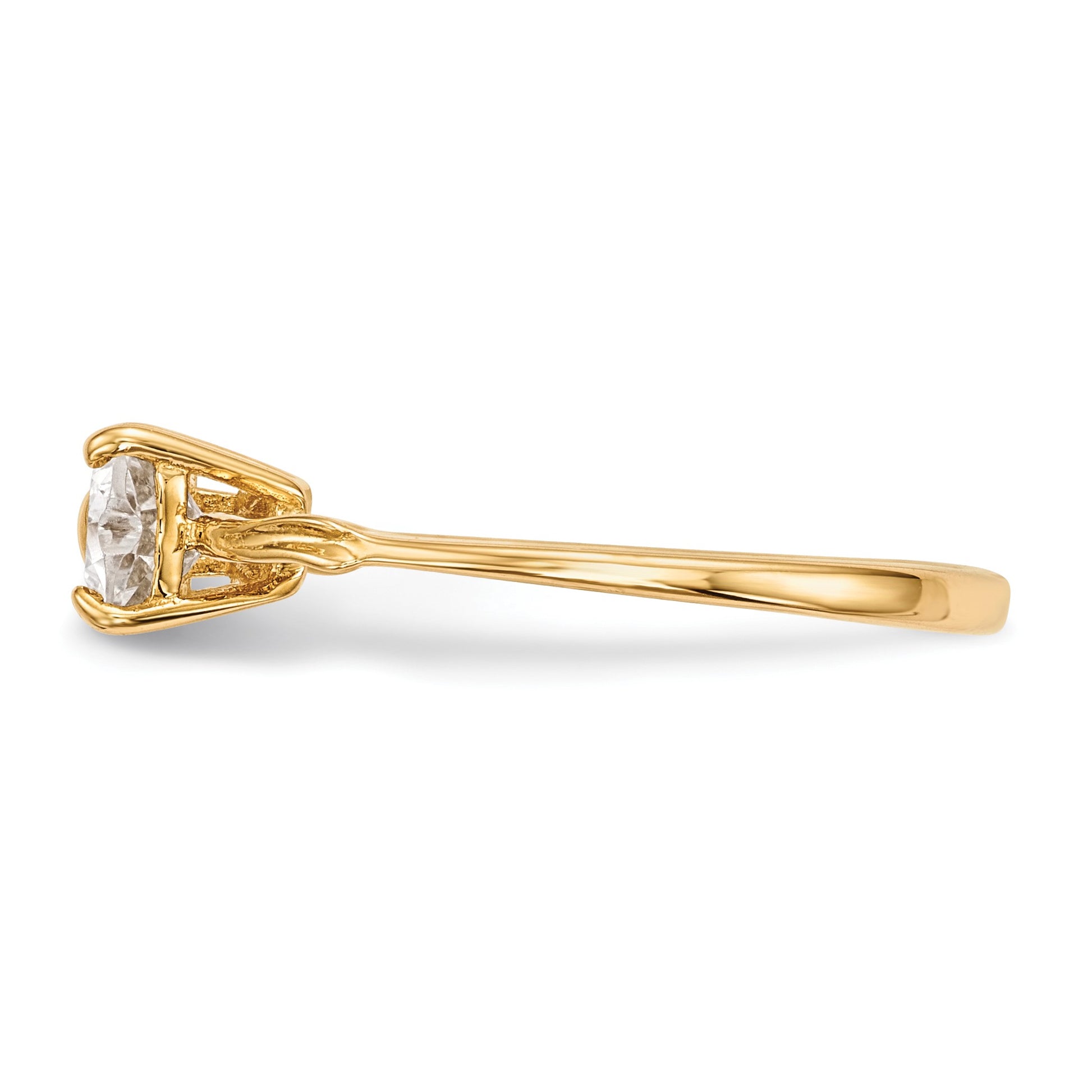 14k Polished April/White Topaz Bow Size 7 Ring