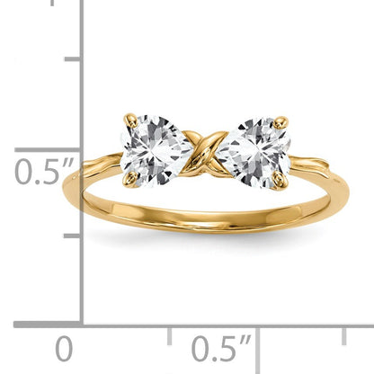 14k Polished April/White Topaz Bow Size 7 Ring