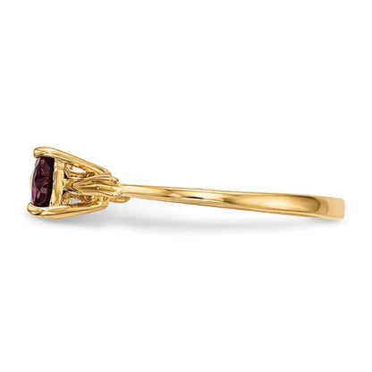 14k Polished June/Rhodolite Garnet Bow Size 7 Ring