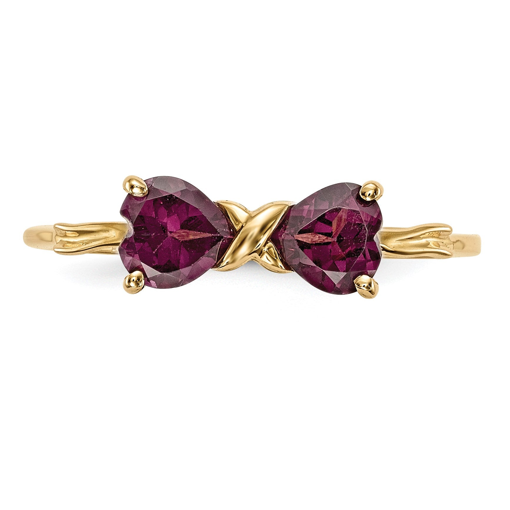 14k Polished June/Rhodolite Garnet Bow Size 7 Ring