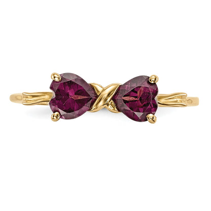 14k Polished June/Rhodolite Garnet Bow Size 7 Ring