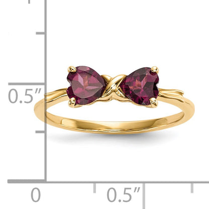 14k Polished June/Rhodolite Garnet Bow Size 7 Ring