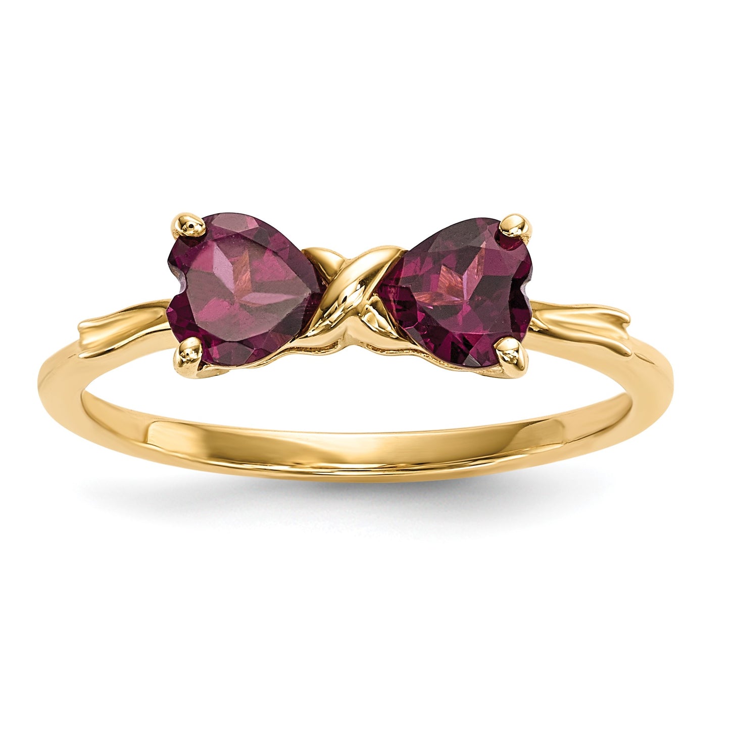 14k Polished June/Rhodolite Garnet Bow Size 7 Ring