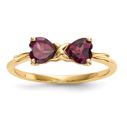 14k Polished June/Rhodolite Garnet Bow Size 7 Ring