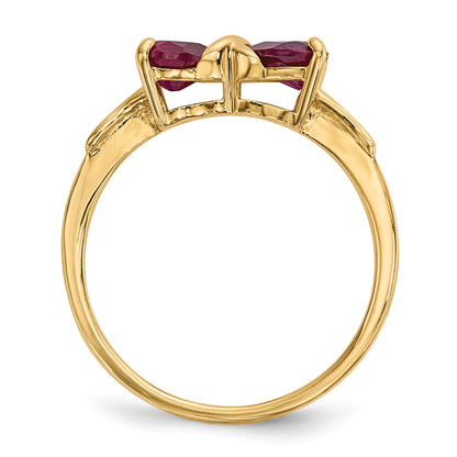 14k Polished July/Lab Created Ruby Bow Size 7 Ring