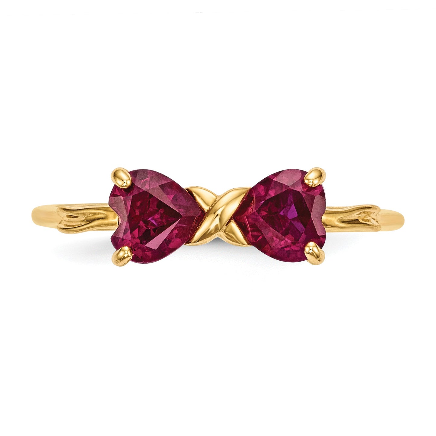 14k Polished July/Lab Created Ruby Bow Size 7 Ring