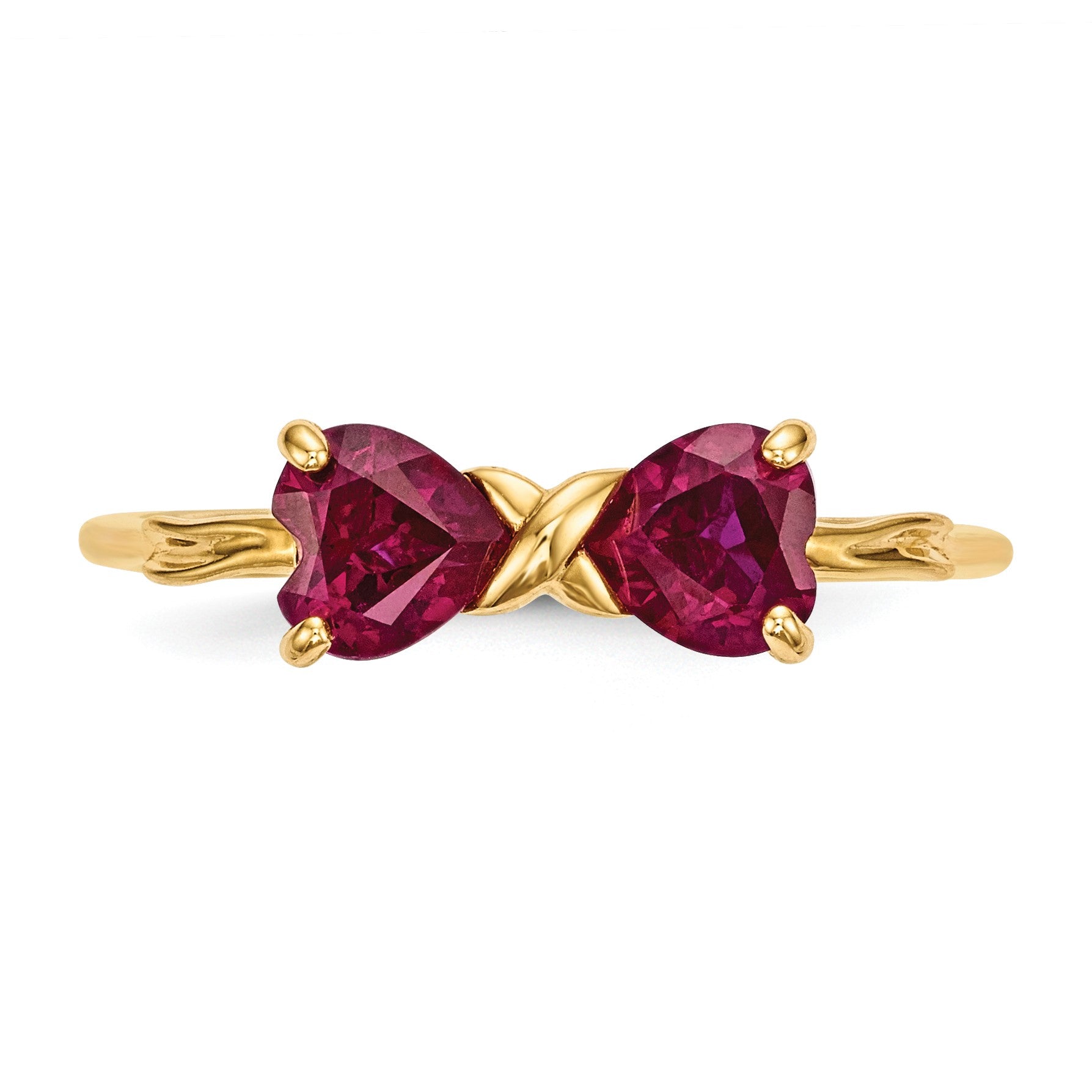 14k Polished July/Lab Created Ruby Bow Size 7 Ring